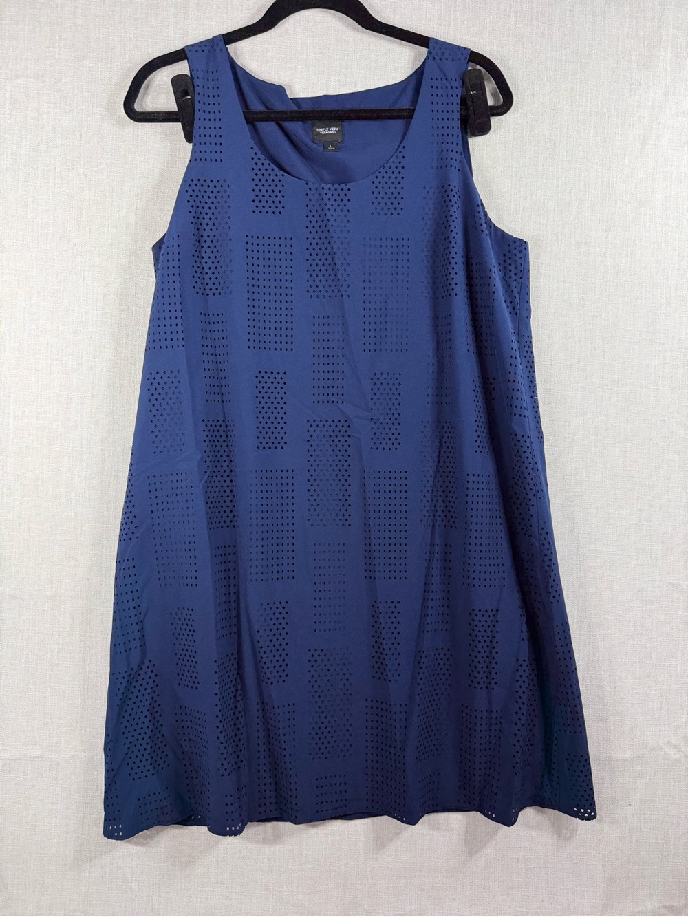Simply Vera Vera Wang Navy Perforated Sleeveless A-Line Mini Dress